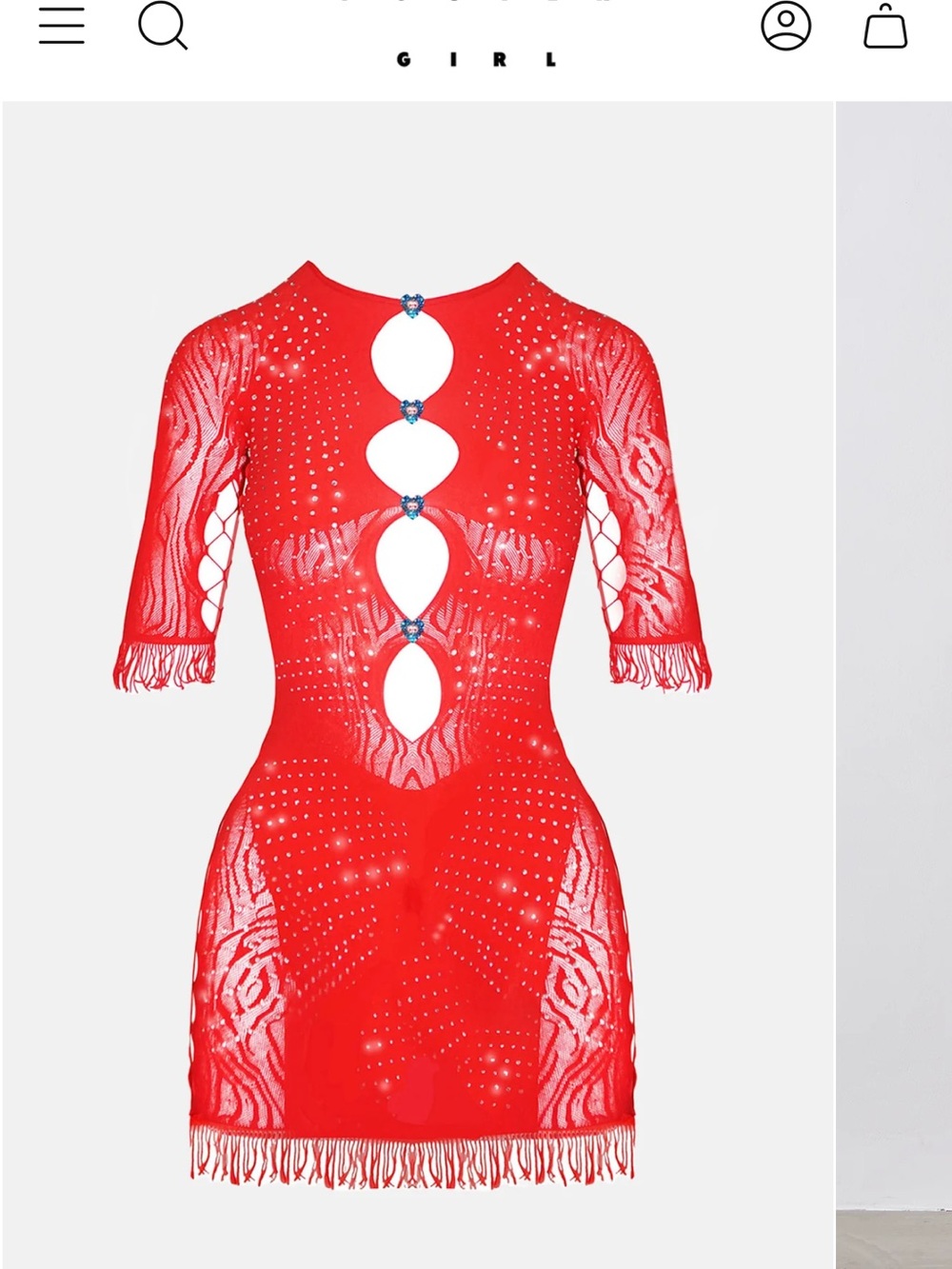 Red Cutout Bodycon Dress with Rhinestone Accents poster girl